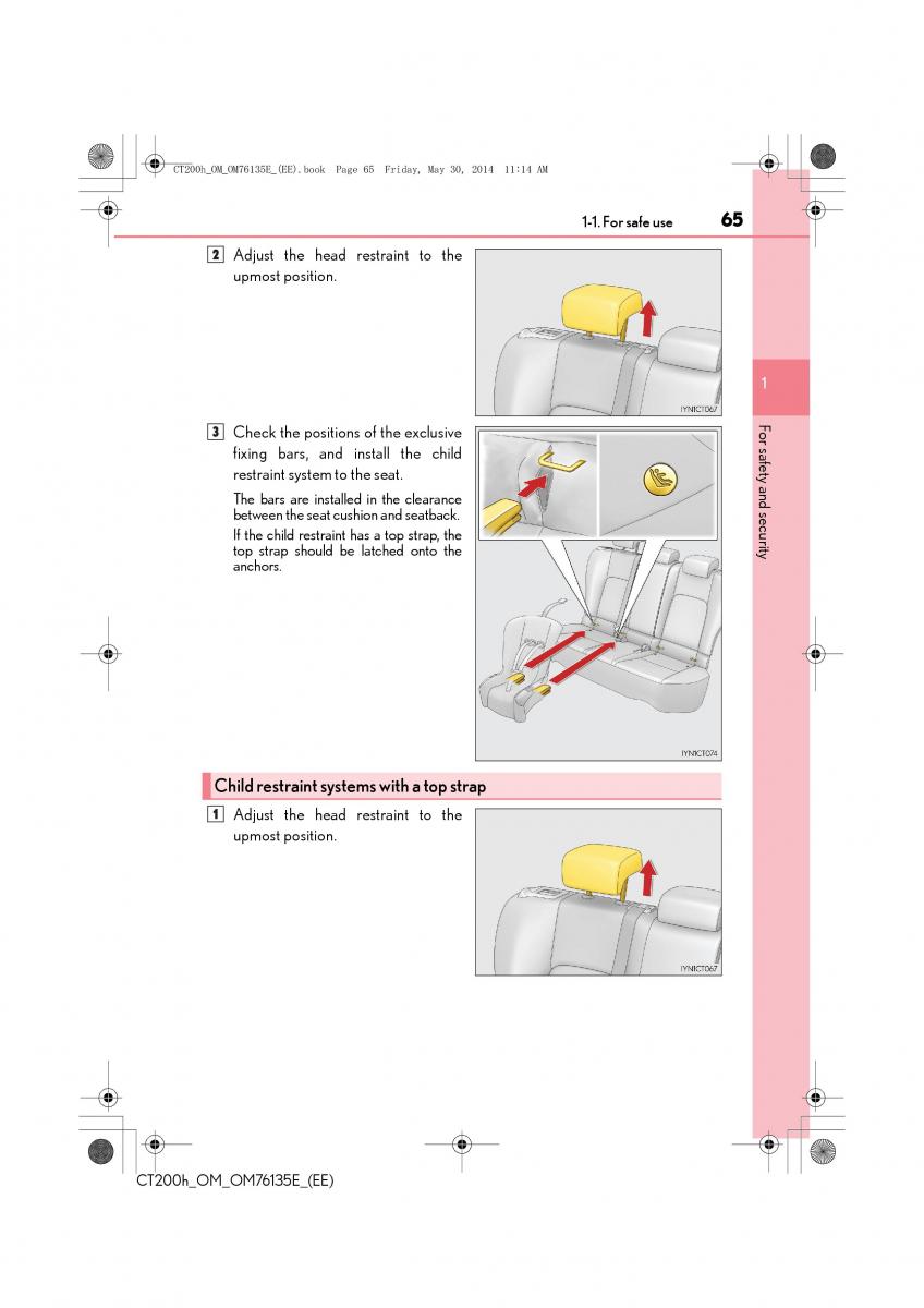 Lexus CT200h owners manual / page 65