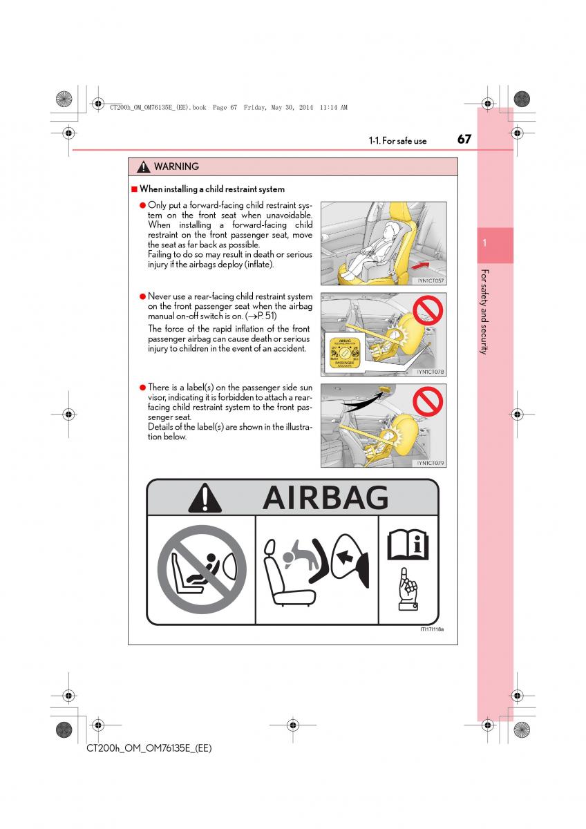 Lexus CT200h owners manual / page 67