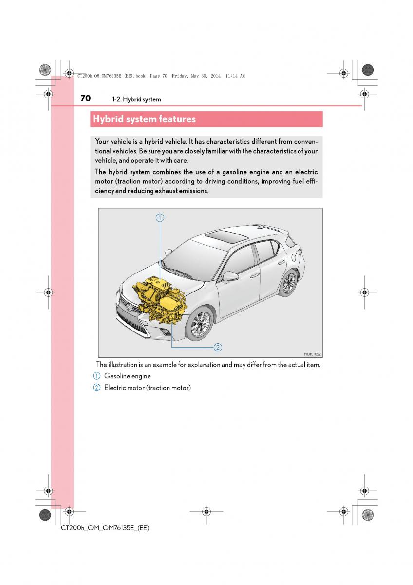 Lexus CT200h owners manual / page 70