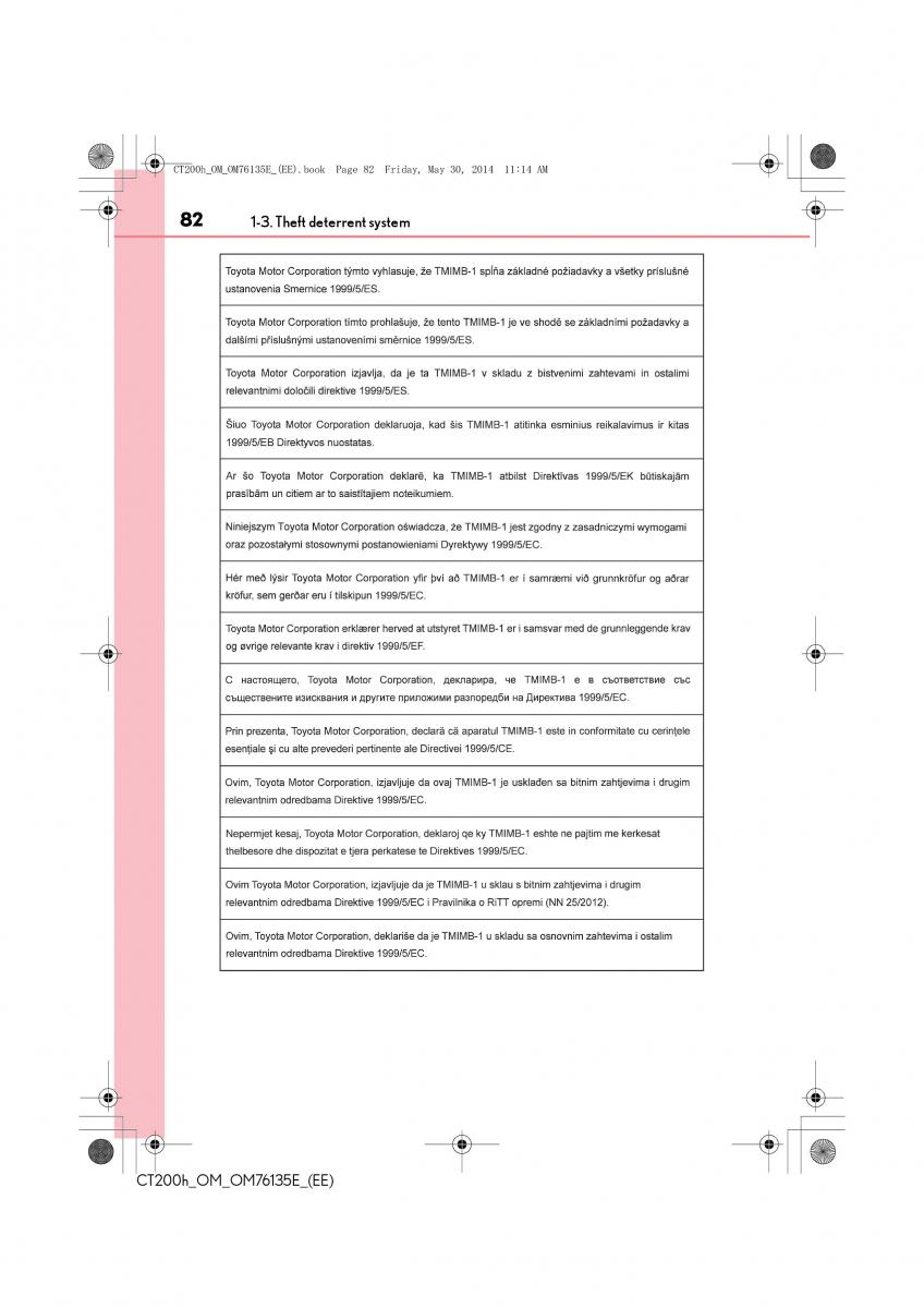 Lexus CT200h owners manual / page 82