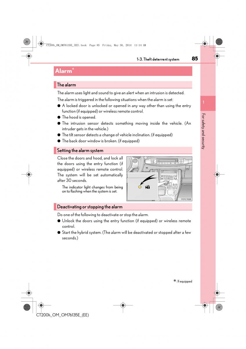 Lexus CT200h owners manual / page 85