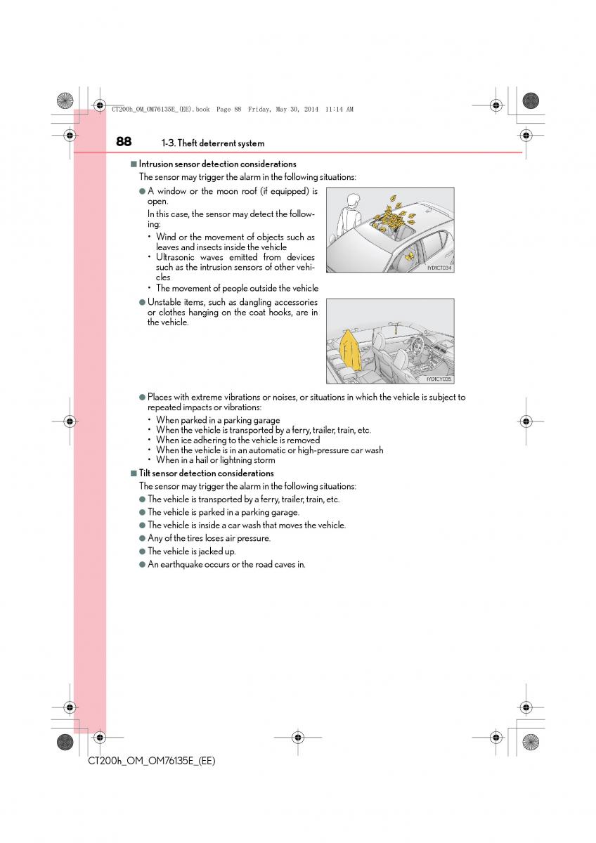 Lexus CT200h owners manual / page 88