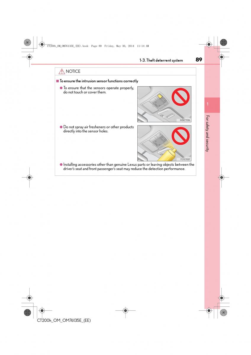 Lexus CT200h owners manual / page 89