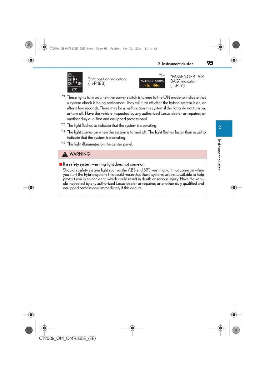 Lexus CT200h owners manual / page 95