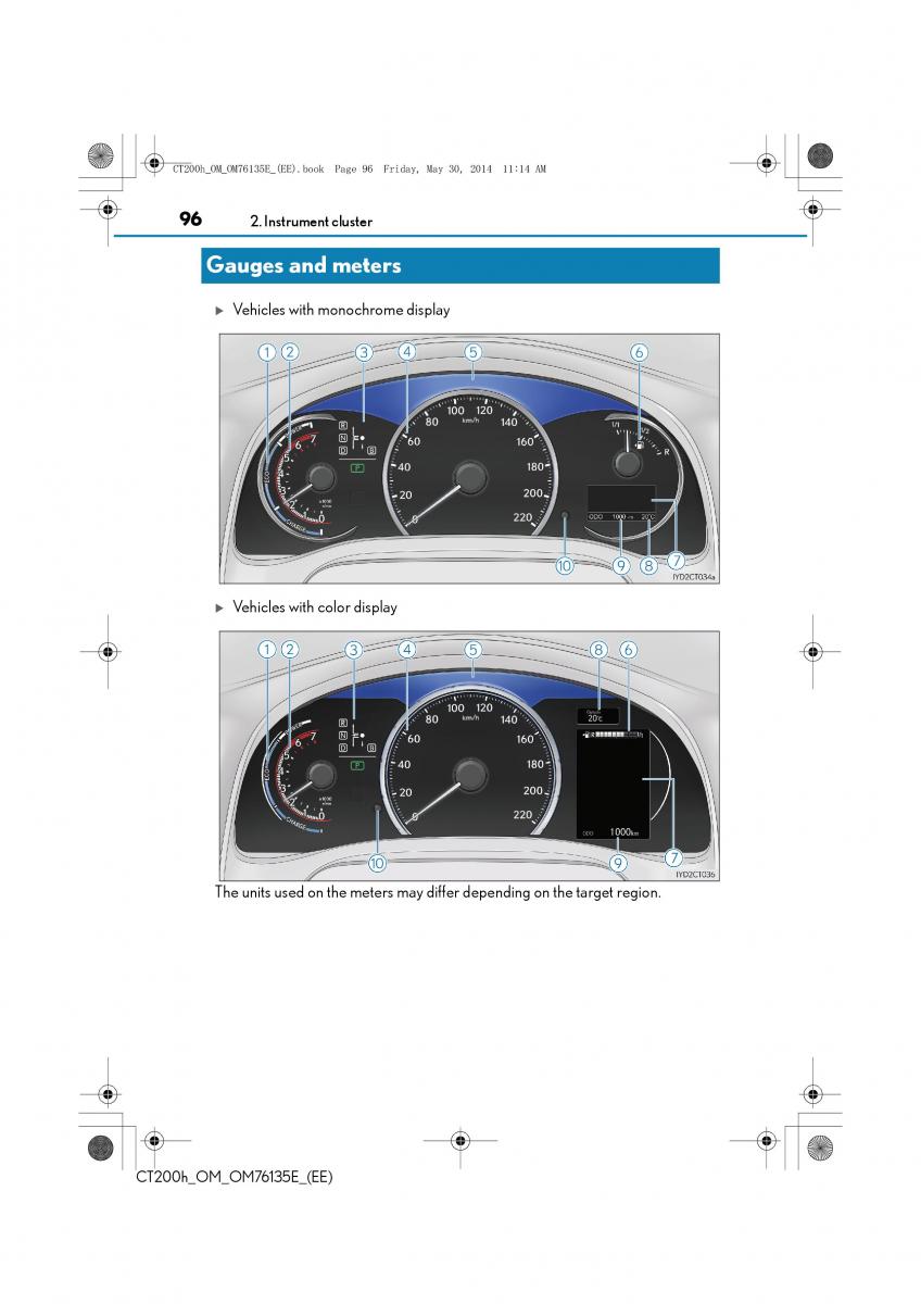 Lexus CT200h owners manual / page 96