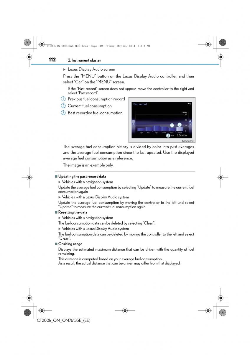 Lexus CT200h owners manual / page 112