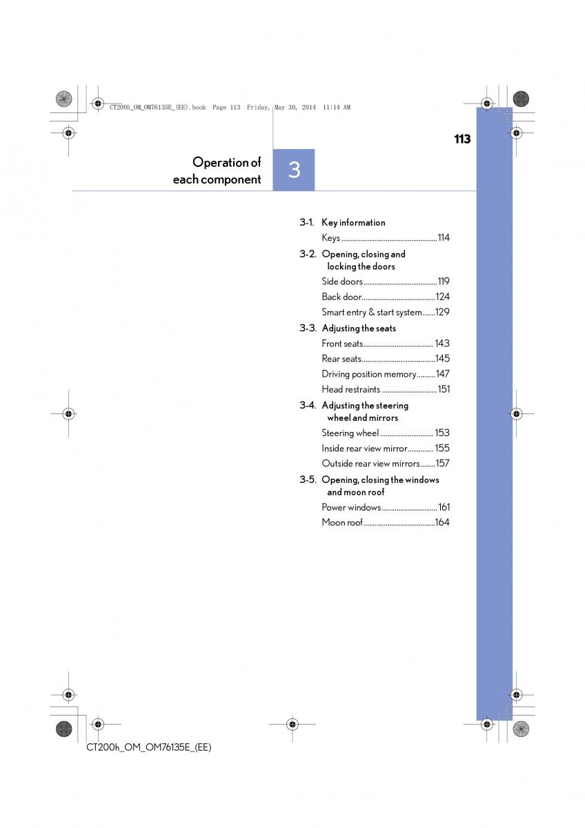 Lexus CT200h owners manual / page 113