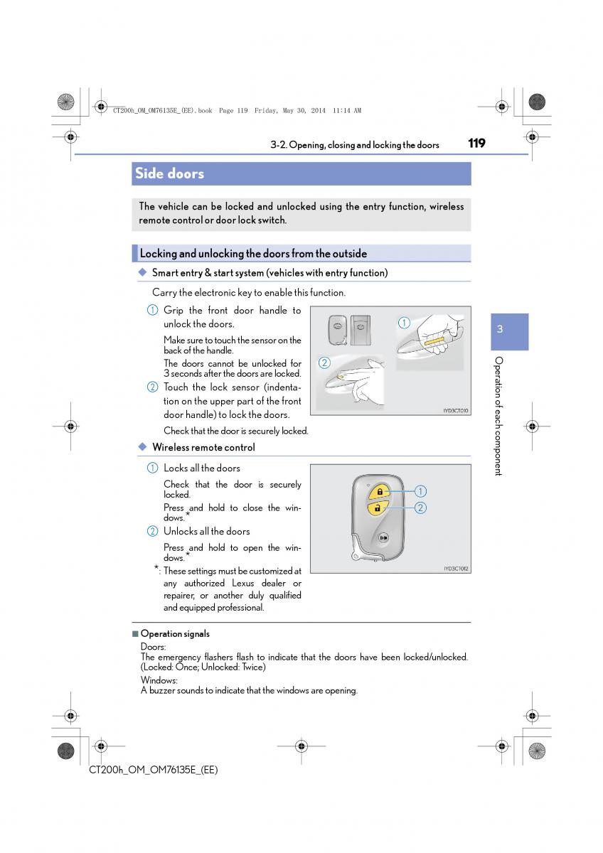 Lexus CT200h owners manual / page 119