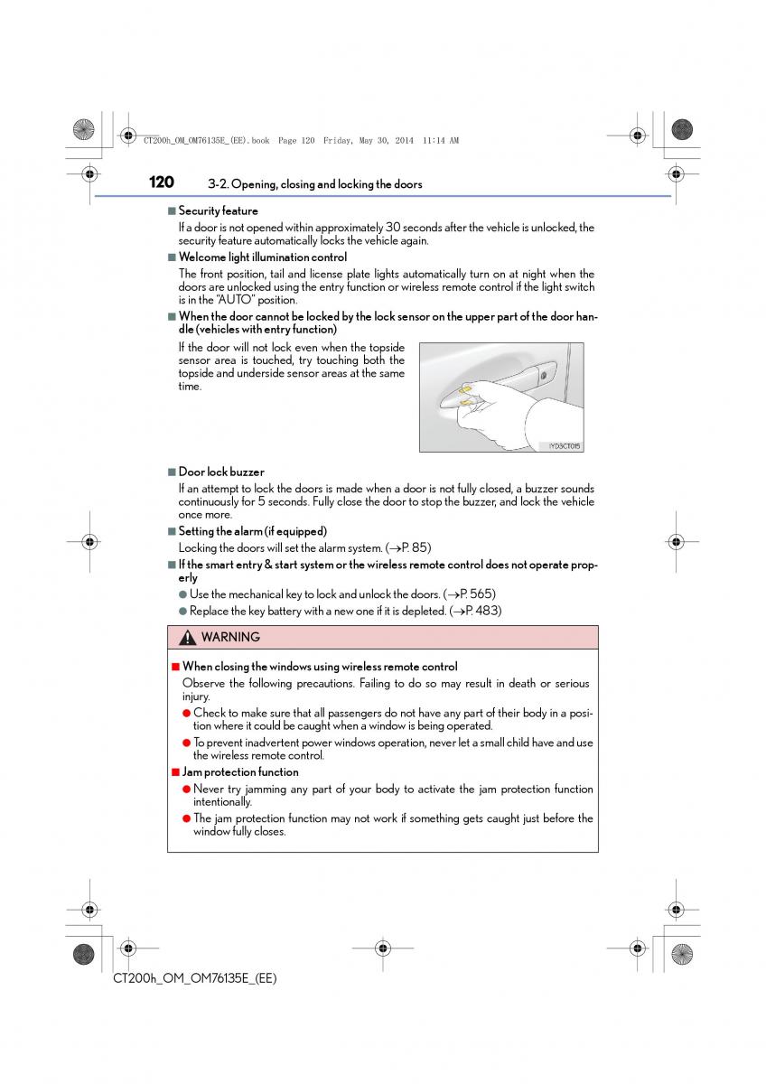 Lexus CT200h owners manual / page 120