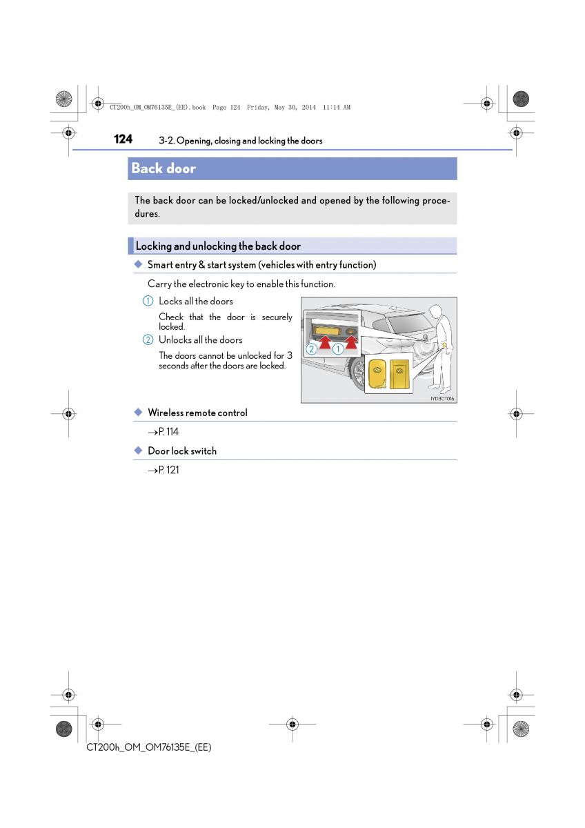 Lexus CT200h owners manual / page 124