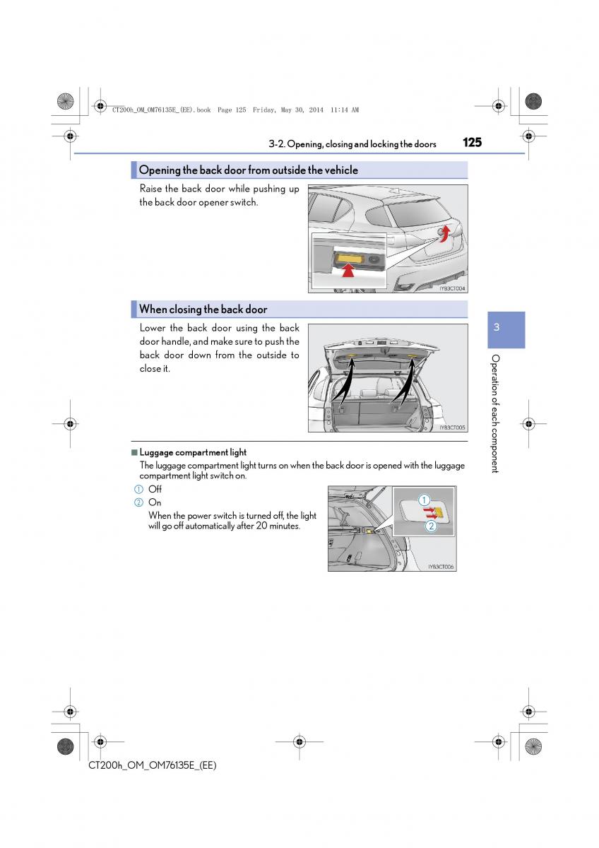 Lexus CT200h owners manual / page 125