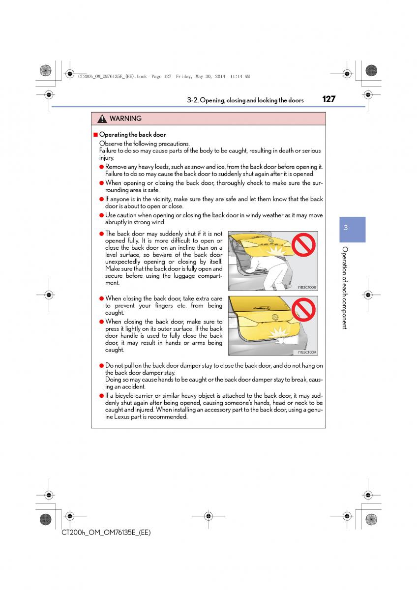 Lexus CT200h owners manual / page 127