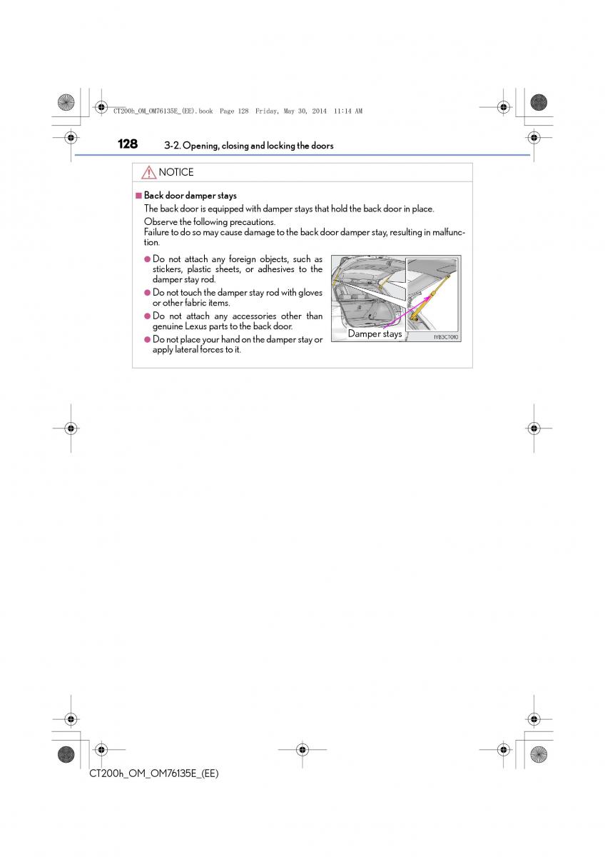 Lexus CT200h owners manual / page 128