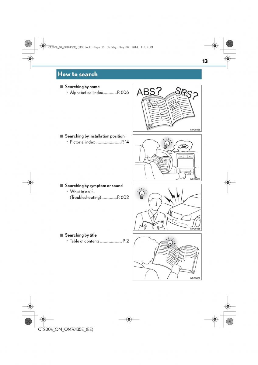 Lexus CT200h owners manual / page 13