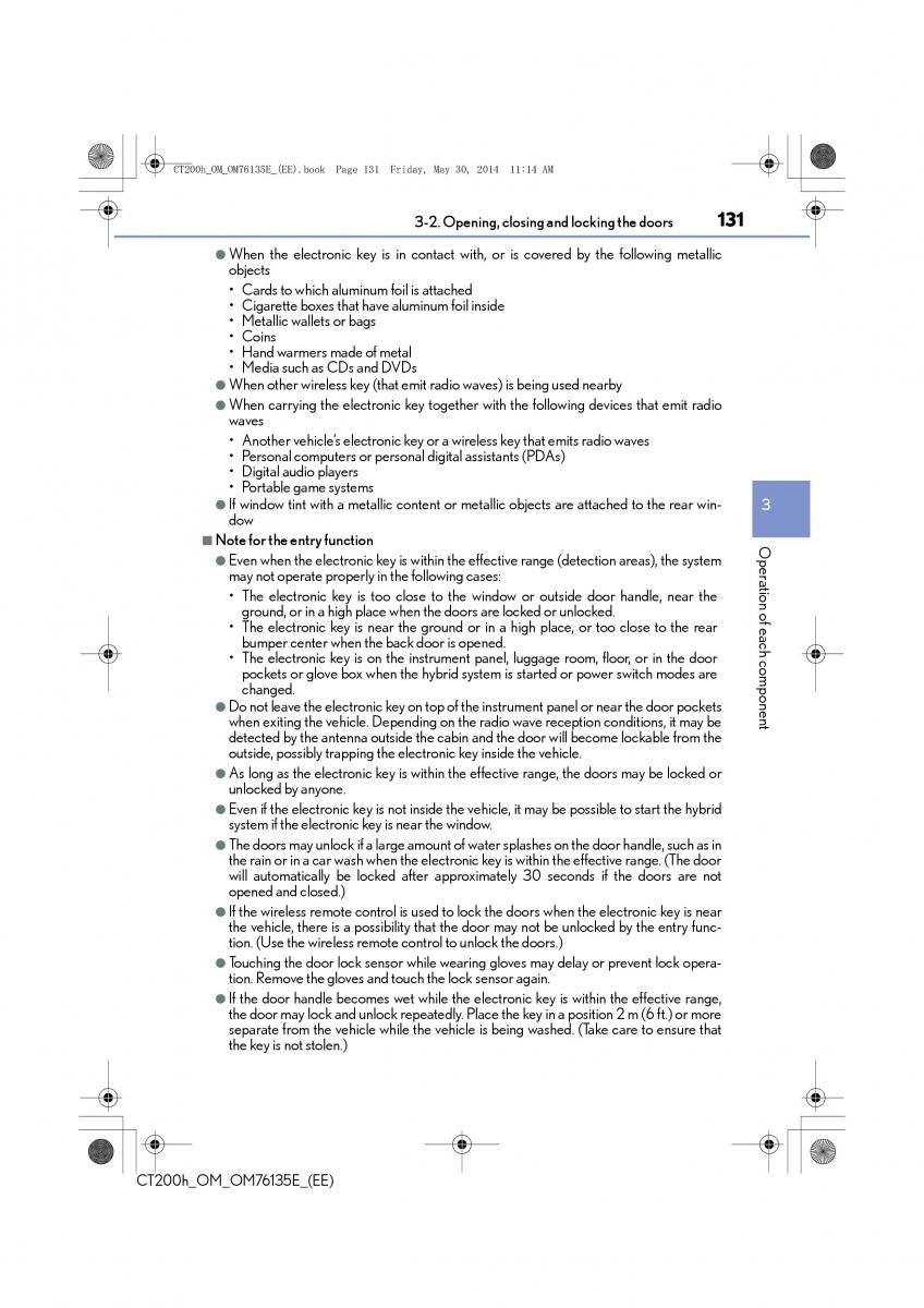 Lexus CT200h owners manual / page 131