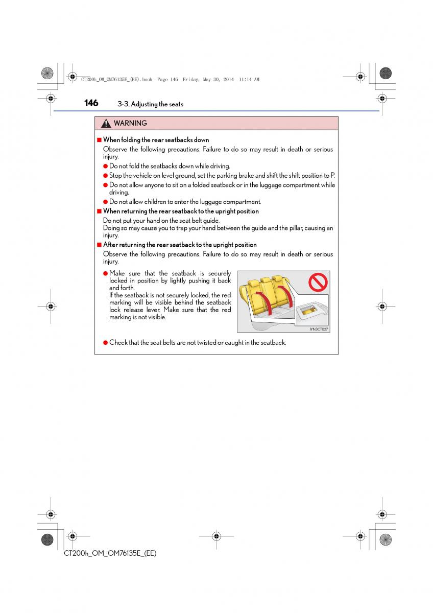 Lexus CT200h owners manual / page 146