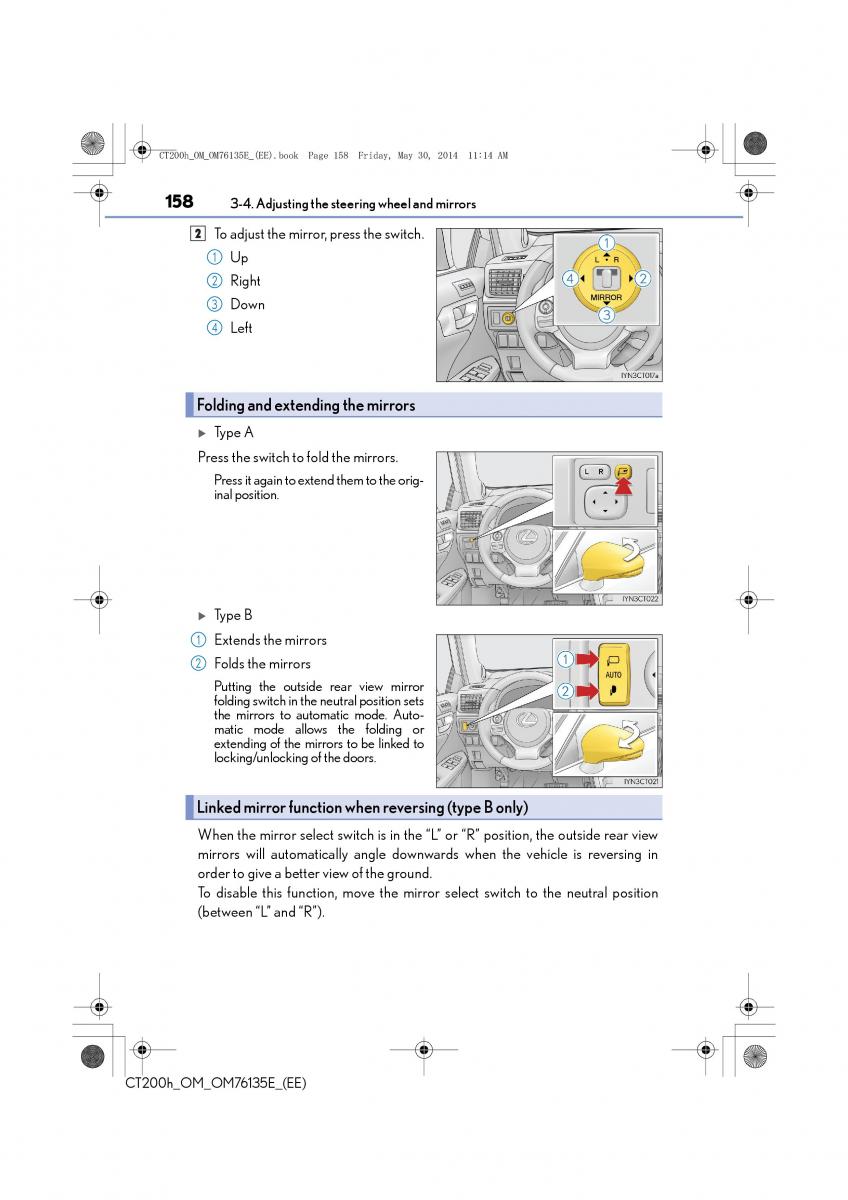 Lexus CT200h owners manual / page 158