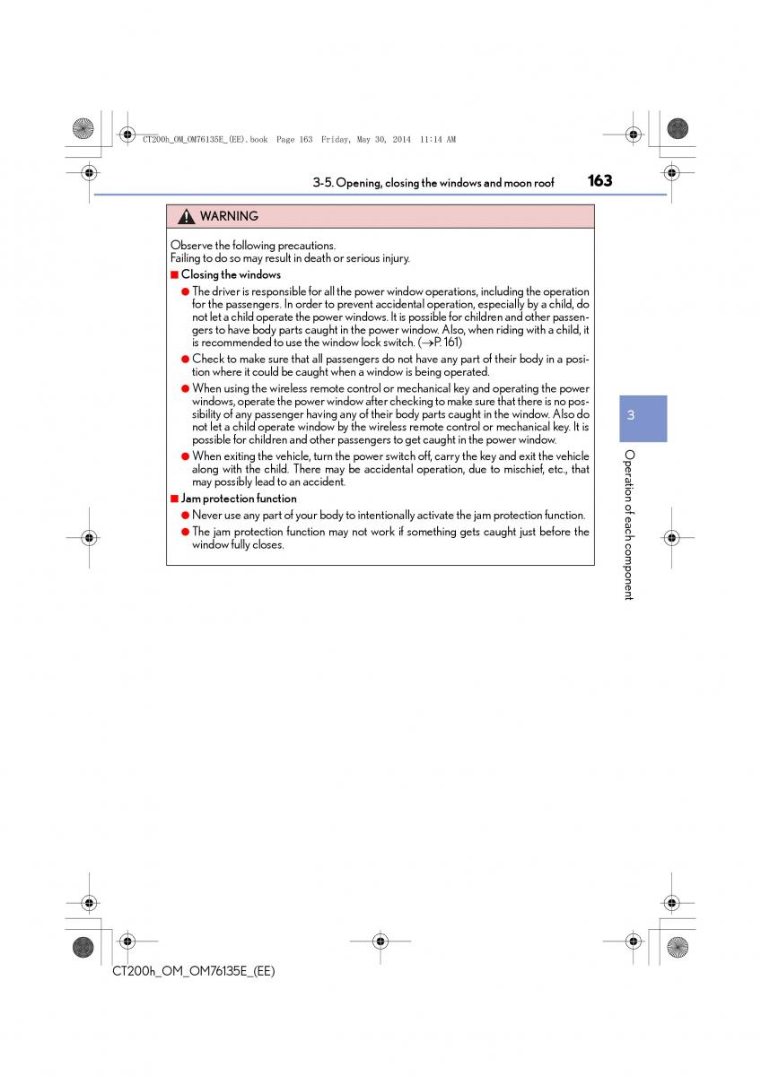 Lexus CT200h owners manual / page 163