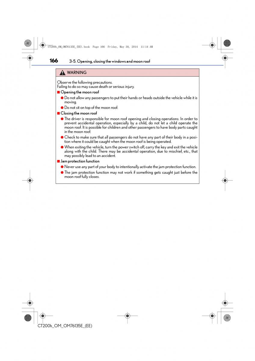 Lexus CT200h owners manual / page 166