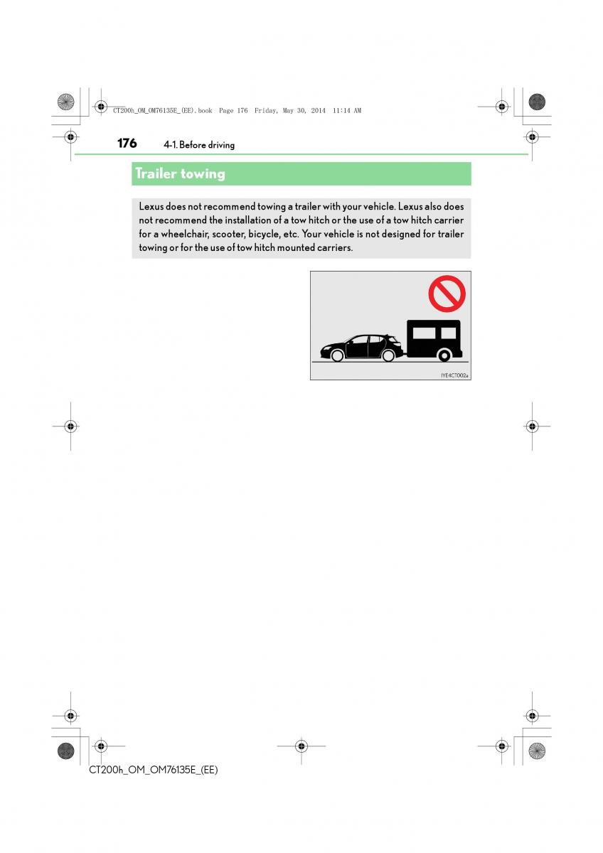 Lexus CT200h owners manual / page 176