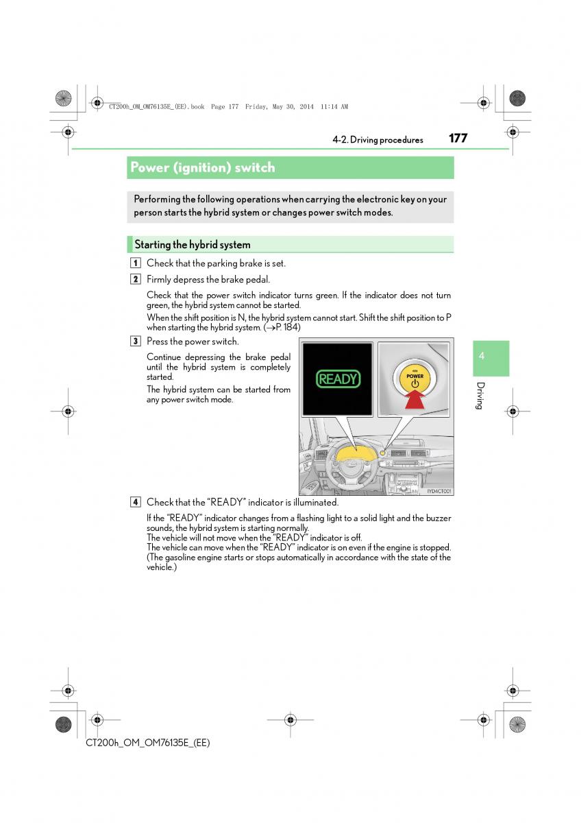 Lexus CT200h owners manual / page 177