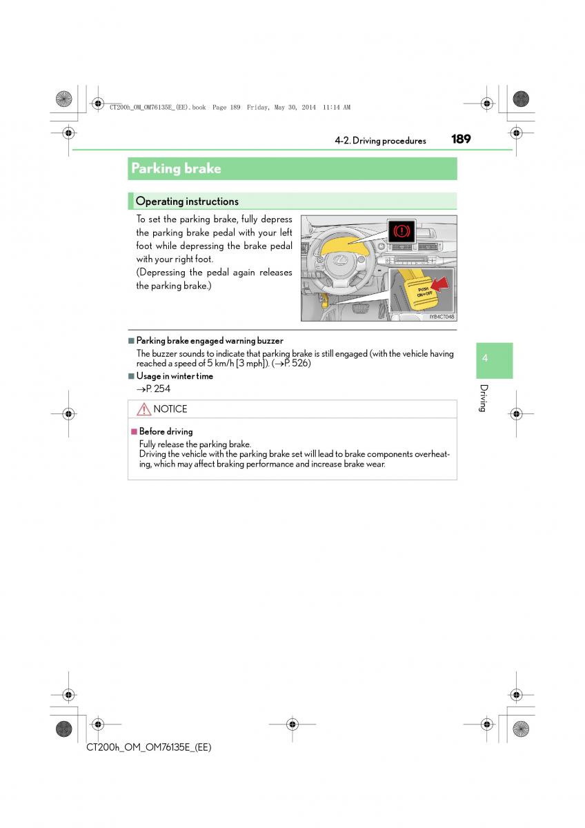 Lexus CT200h owners manual / page 189