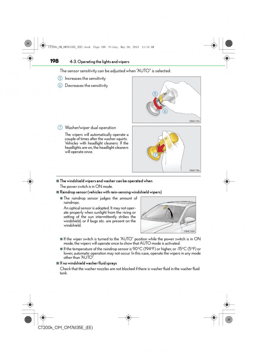 Lexus CT200h owners manual / page 198