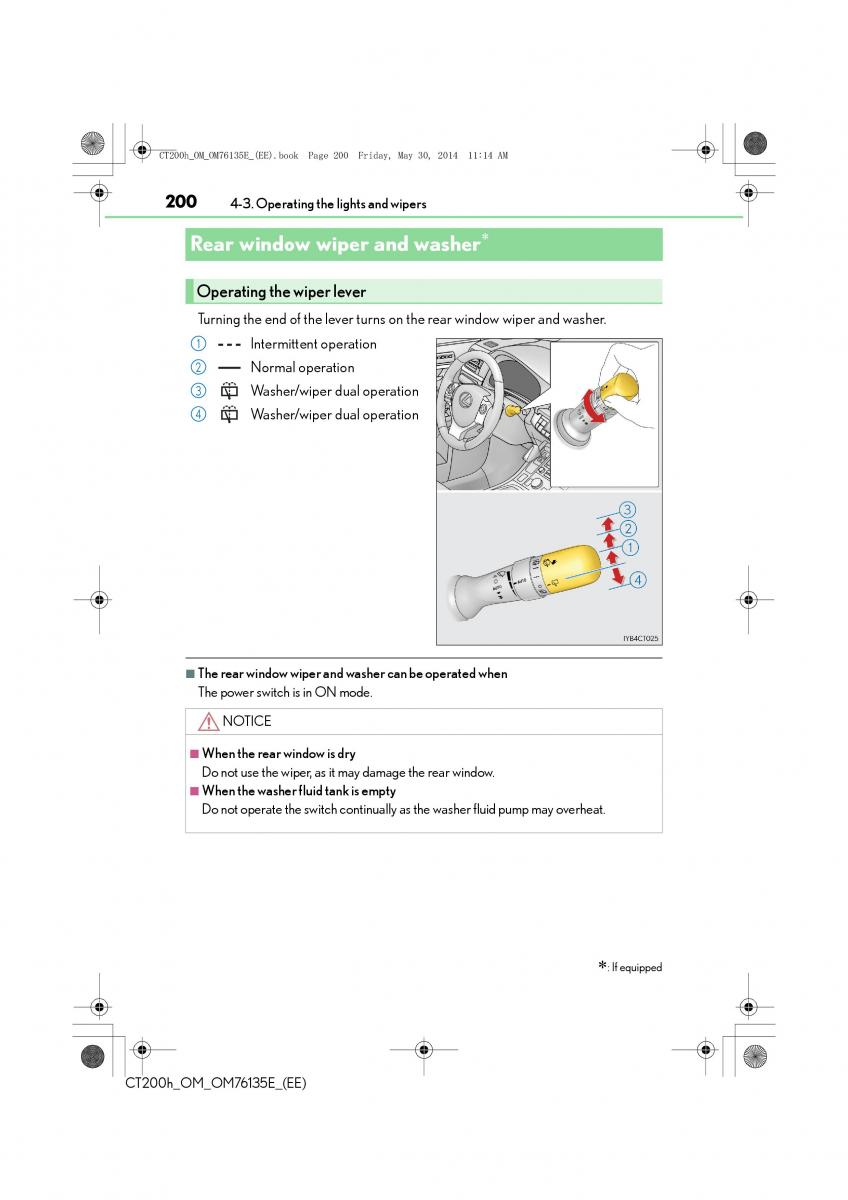 Lexus CT200h owners manual / page 200