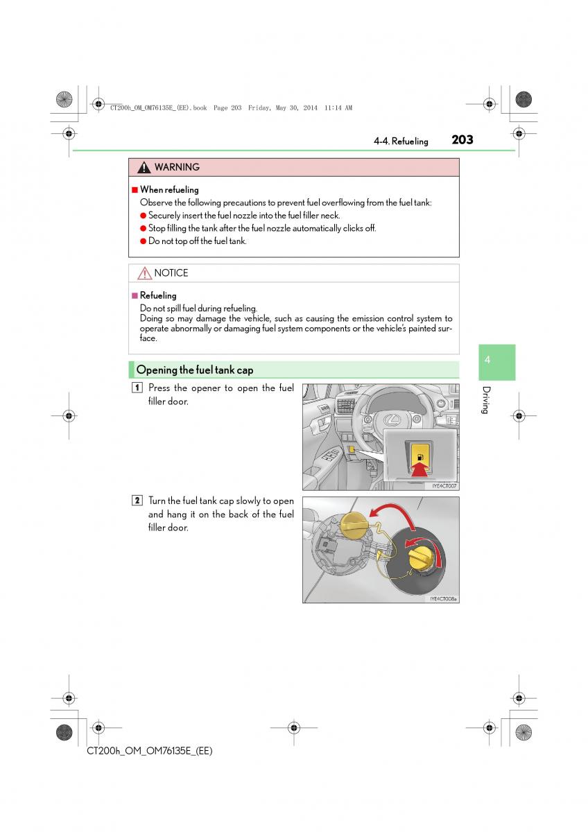 Lexus CT200h owners manual / page 203