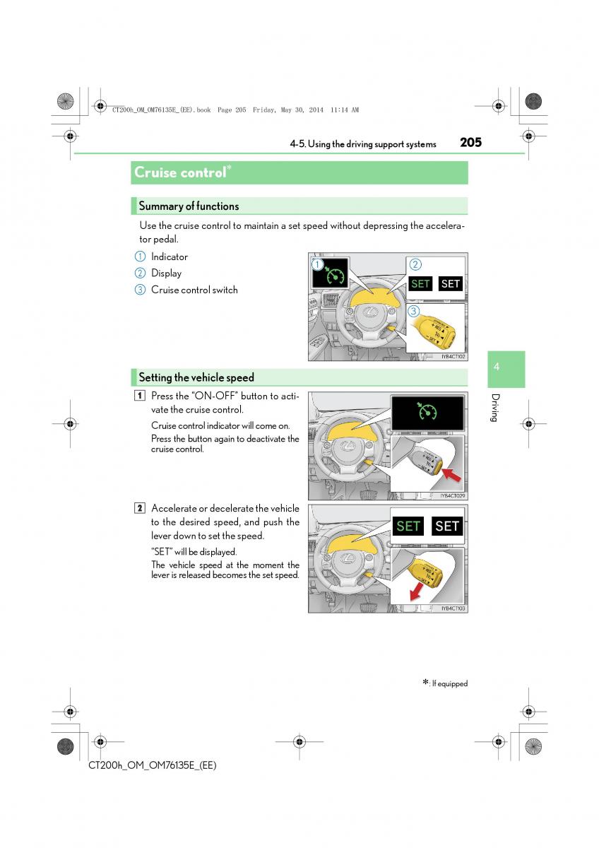 Lexus CT200h owners manual / page 205