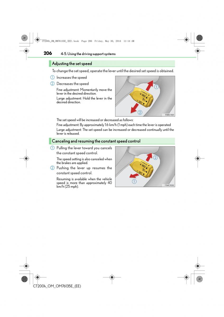 Lexus CT200h owners manual / page 206