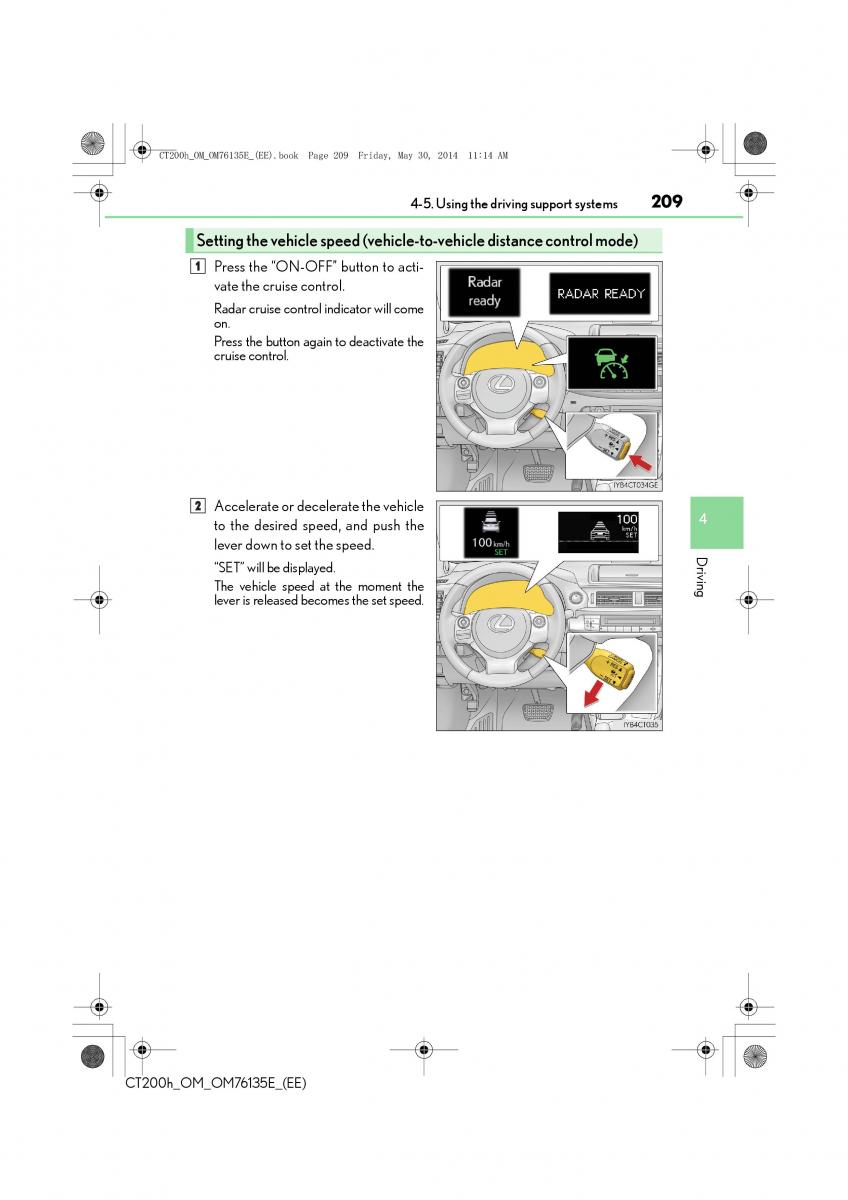 Lexus CT200h owners manual / page 209