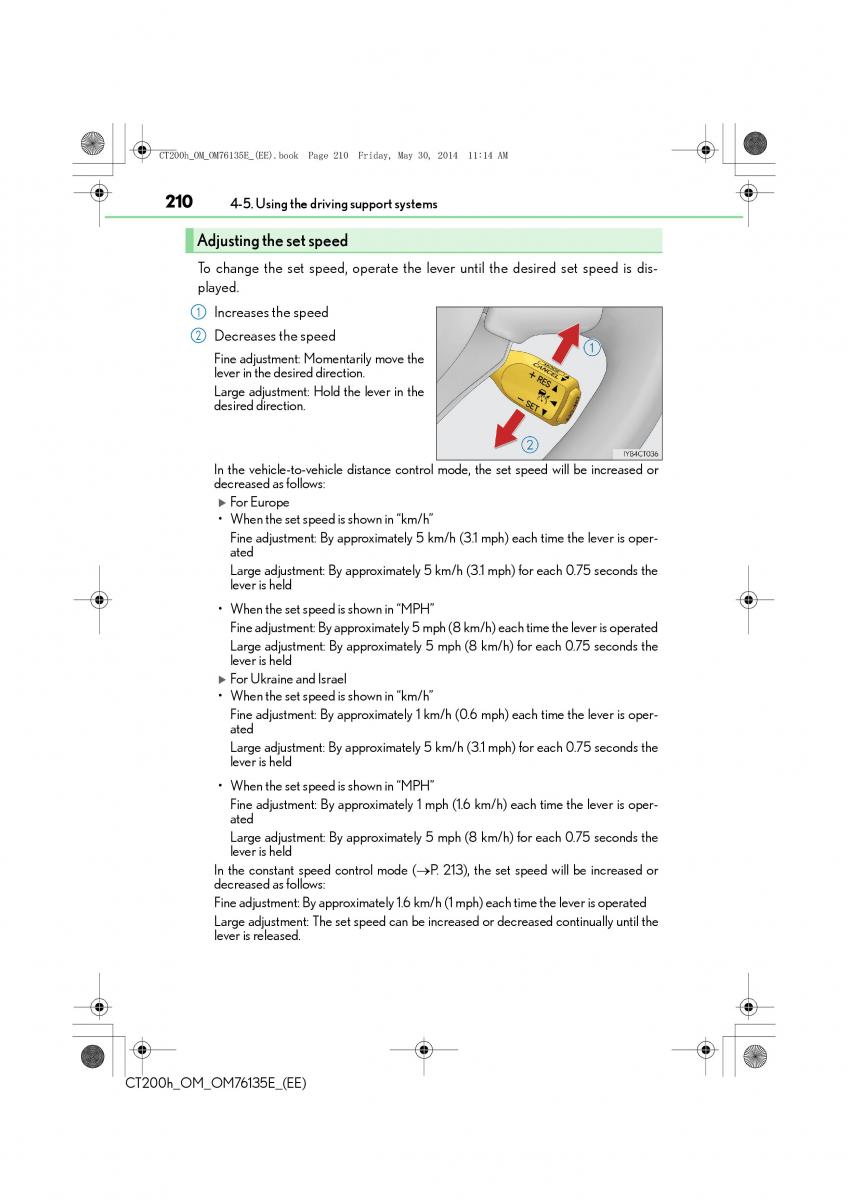 Lexus CT200h owners manual / page 210