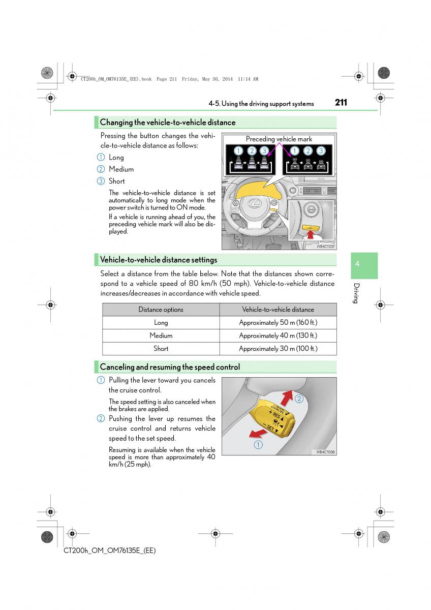 Lexus CT200h owners manual / page 211