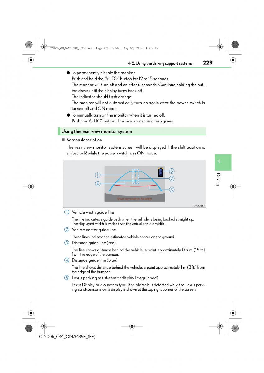 Lexus CT200h owners manual / page 229