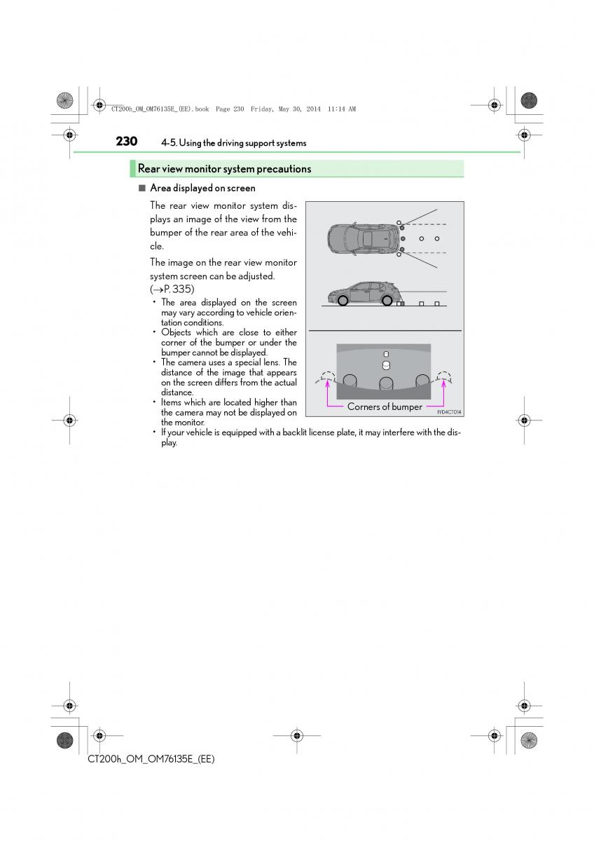 Lexus CT200h owners manual / page 230