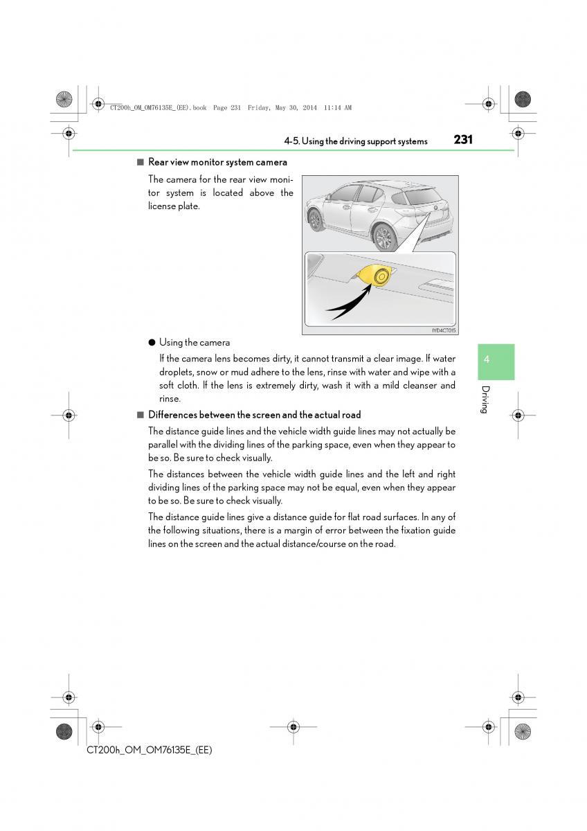 Lexus CT200h owners manual / page 231