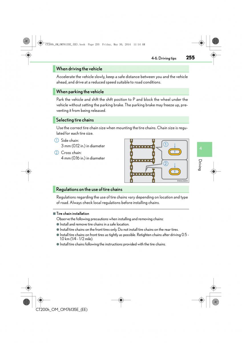 Lexus CT200h owners manual / page 255