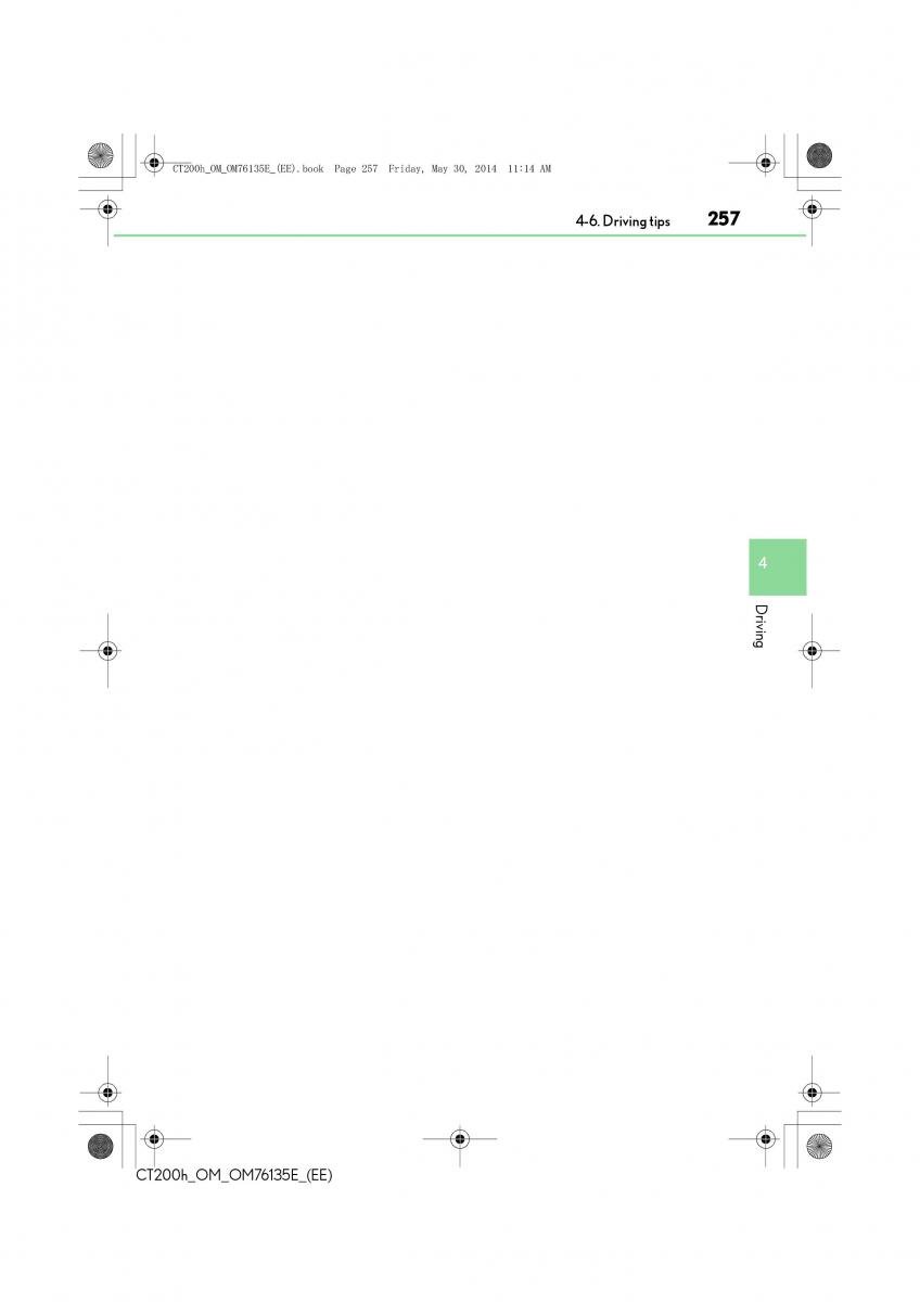 Lexus CT200h owners manual / page 257