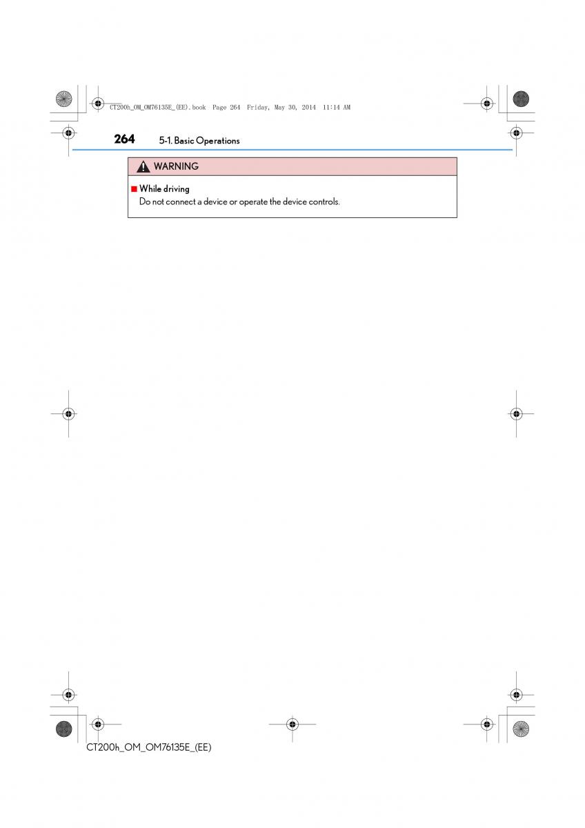 Lexus CT200h owners manual / page 264