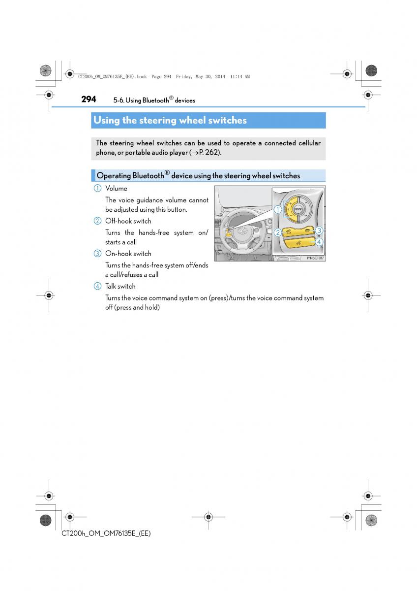 Lexus CT200h owners manual / page 294