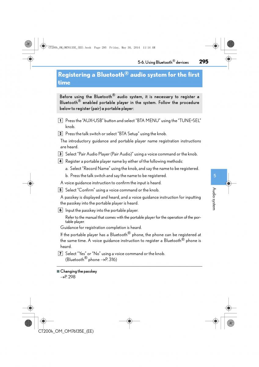 Lexus CT200h owners manual / page 295