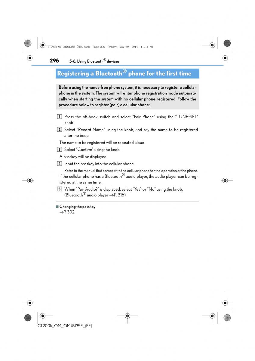 Lexus CT200h owners manual / page 296