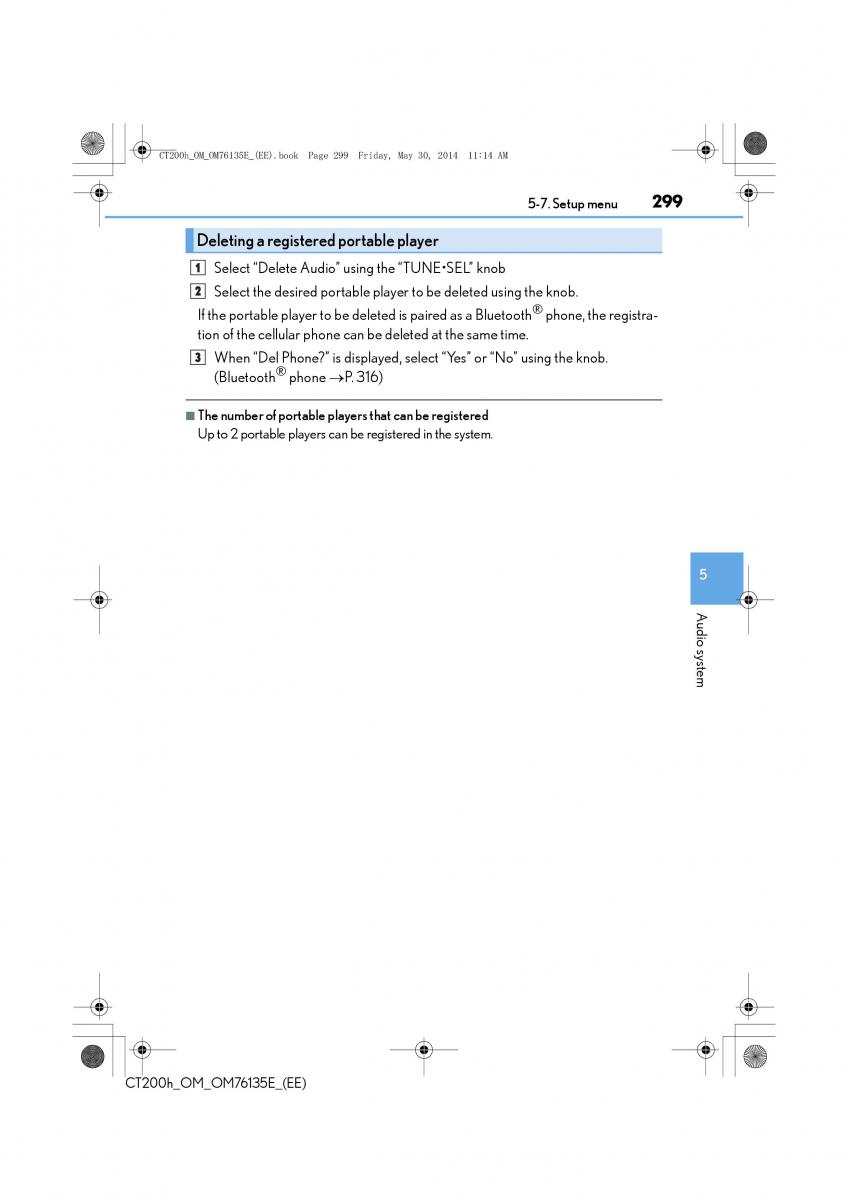 Lexus CT200h owners manual / page 299