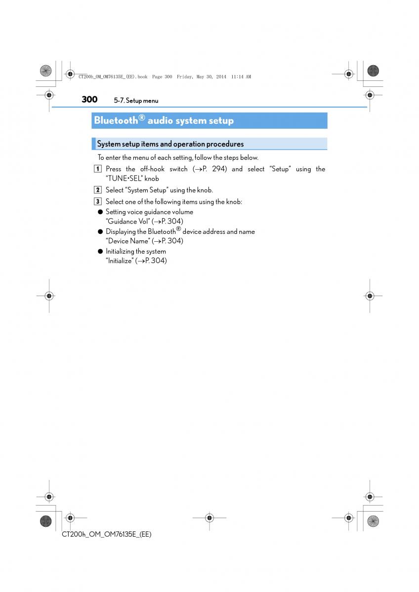 Lexus CT200h owners manual / page 300