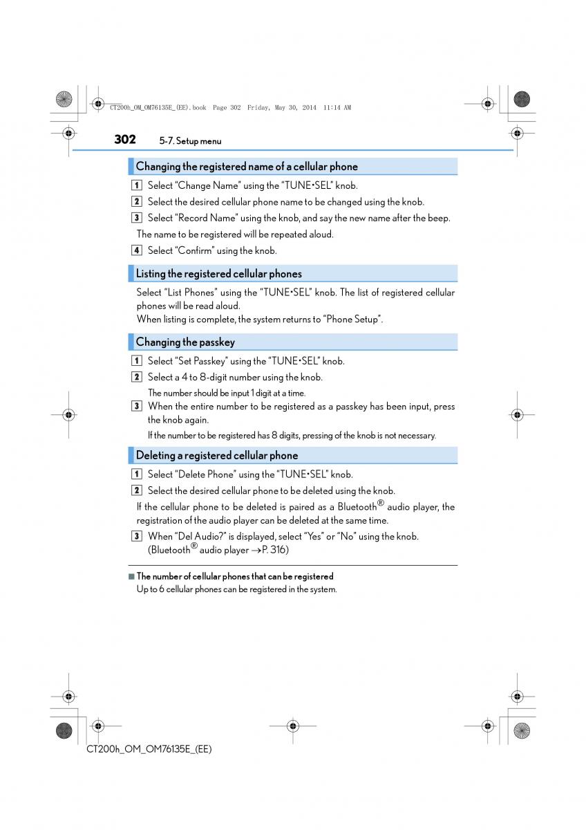 Lexus CT200h owners manual / page 302