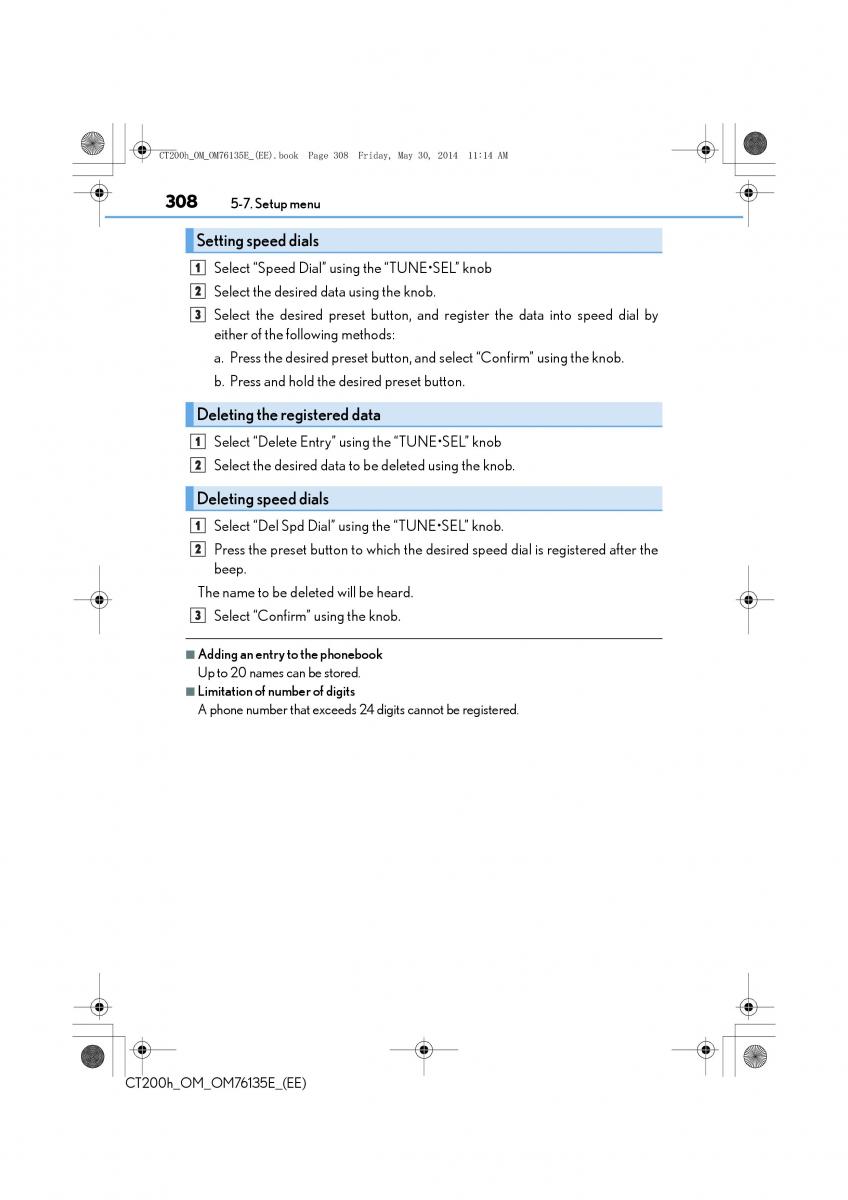 Lexus CT200h owners manual / page 308