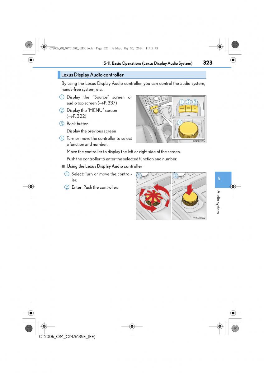 Lexus CT200h owners manual / page 323