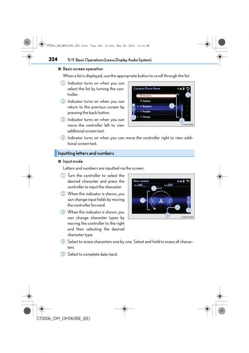 Lexus CT200h owners manual / page 324