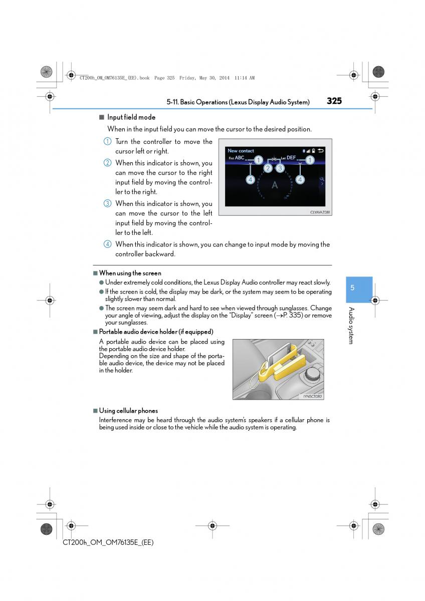 Lexus CT200h owners manual / page 325